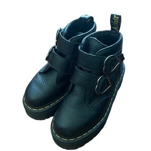 Dr. Martens Devon Heart Buckle Black Boot Size:6